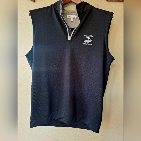 Peter Millar 1/4 Zip Golf Vest 2019 US Open PebbleBeach Wicking Black Mens S - Picture 1 of 8